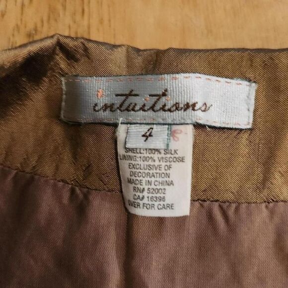 Vintage Y2k Intuitions brown floral embroidered detail preppy midi skirt - Picture 5 of 5